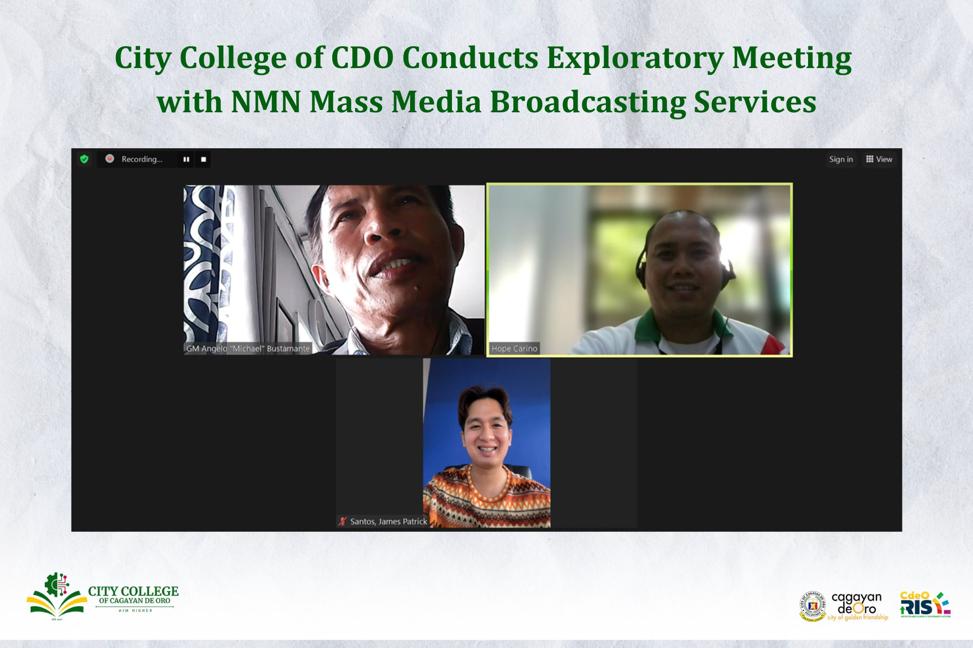 City College of CDO held an exploratory meeting with the NMN Mass Media Broadcasting Services