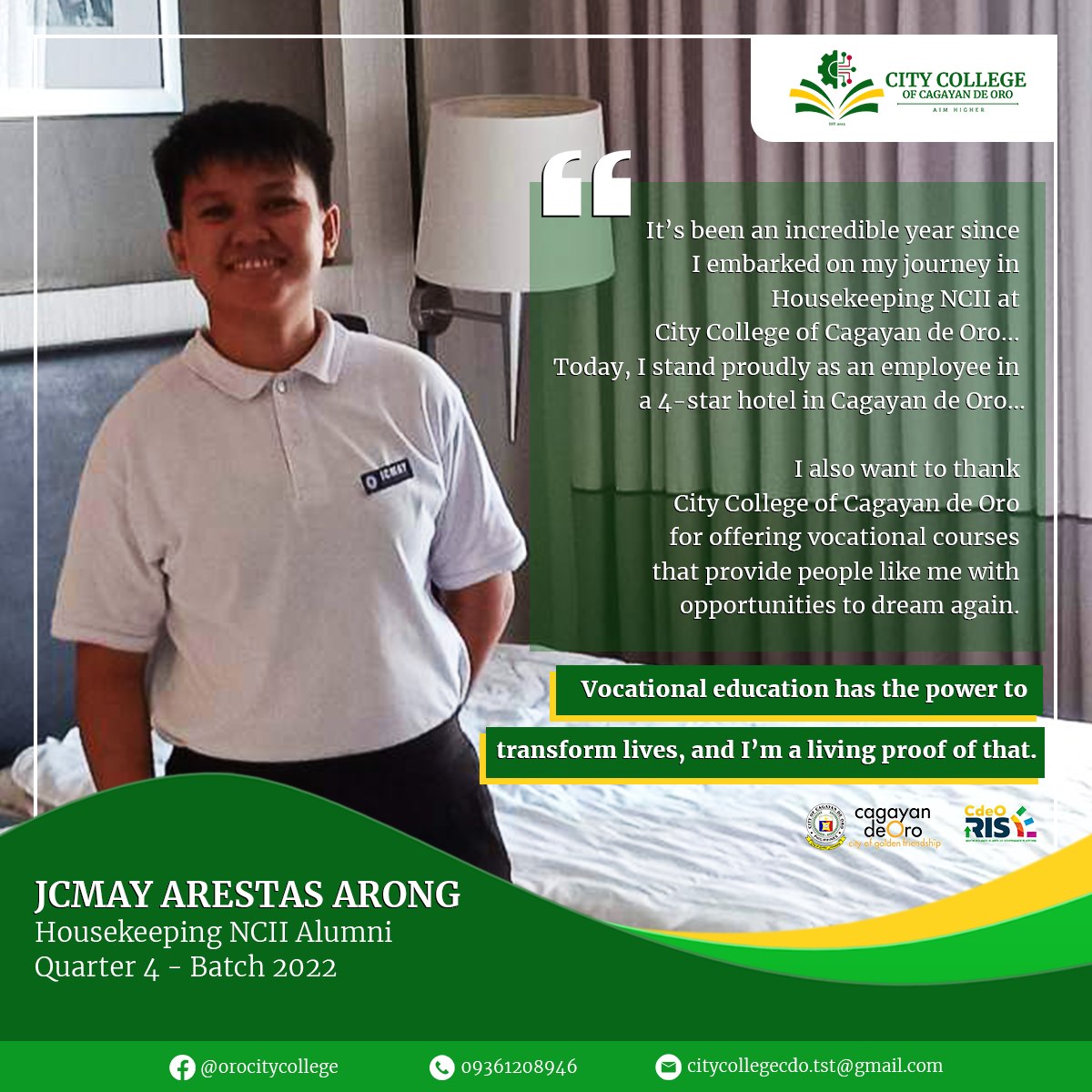 A Story of Grit: Jcmay Arong's Journey to Becoming a 4-Star Hotel Employee