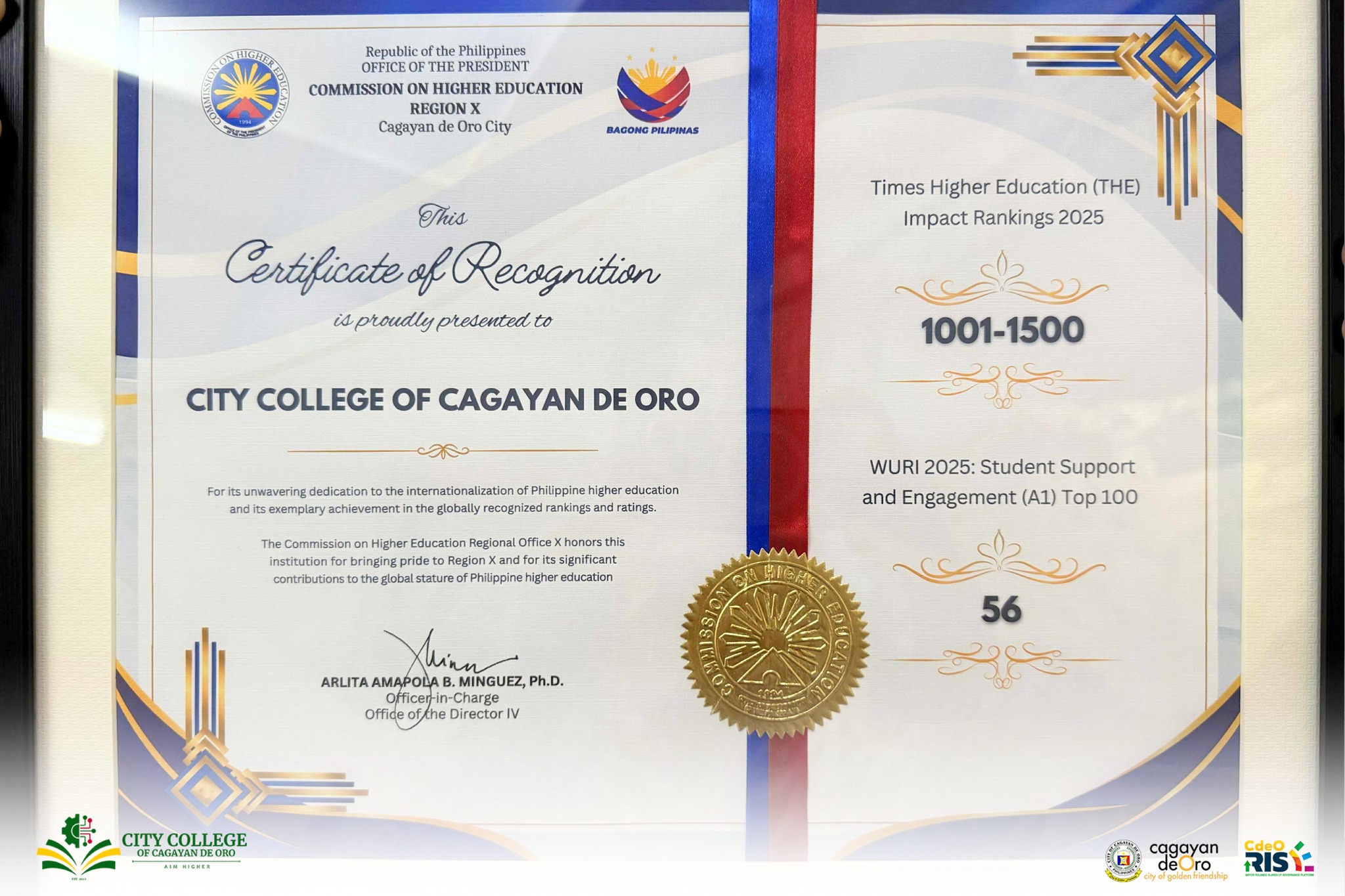 City College of CDO Honored by CHED for University Global Rankings Triumph! - Image 2