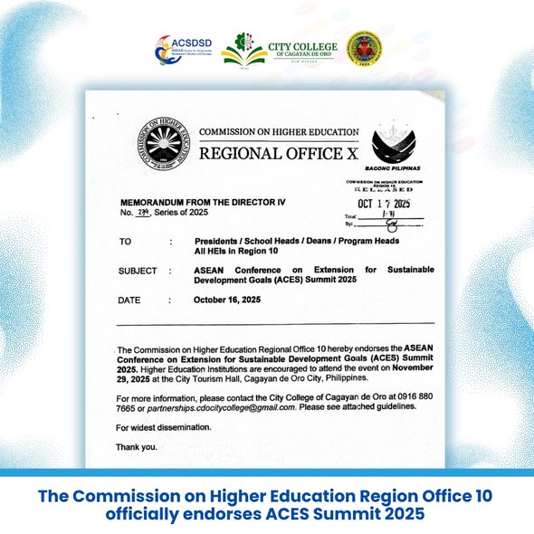 CHED Region X Endorses the ASEAN Conference on Extension for Sustainable Development Goals (ACES) Summit 2025