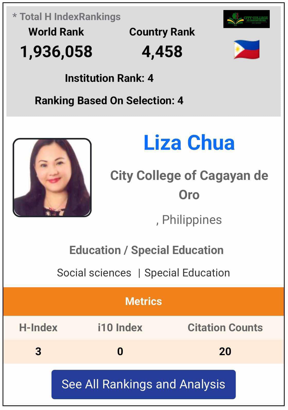 Dr. Liza Chua - Dean for Curriculum and Instruction