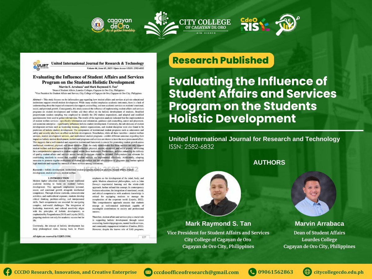 Research Publication Alert - Dr. Mark Raymond S. Tan & Marvin S. Arrabaca