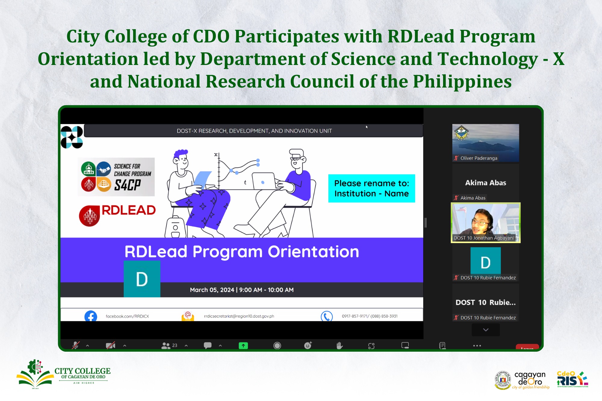 City College representatives in the RDLead Program Orientation